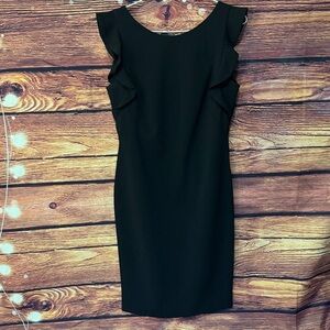 Calvin Klein Black Mini Dress with Ruffle Accents